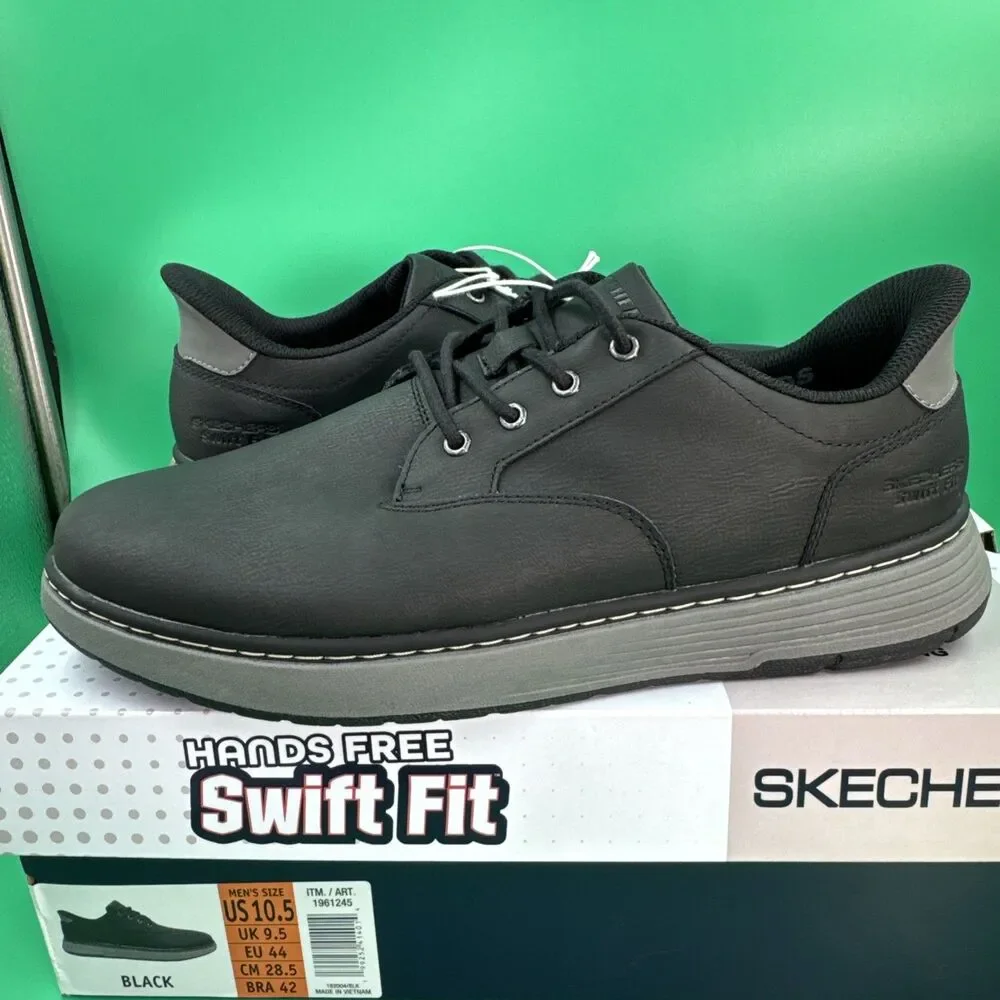 Skechers Hands Free Swift Fit Men’s 10.5 Black Waterproof Casual Lace Sneakers